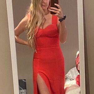 Reformation Fulton Dress Red Orange Size 4